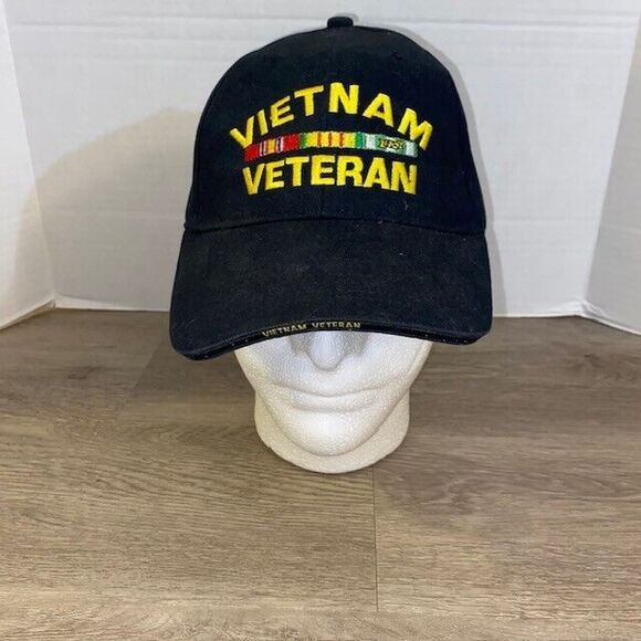 Vietnam Veteran Hat Black USA Military Eagle Crest Brand Cap Embroidered - Picture 2 of 7